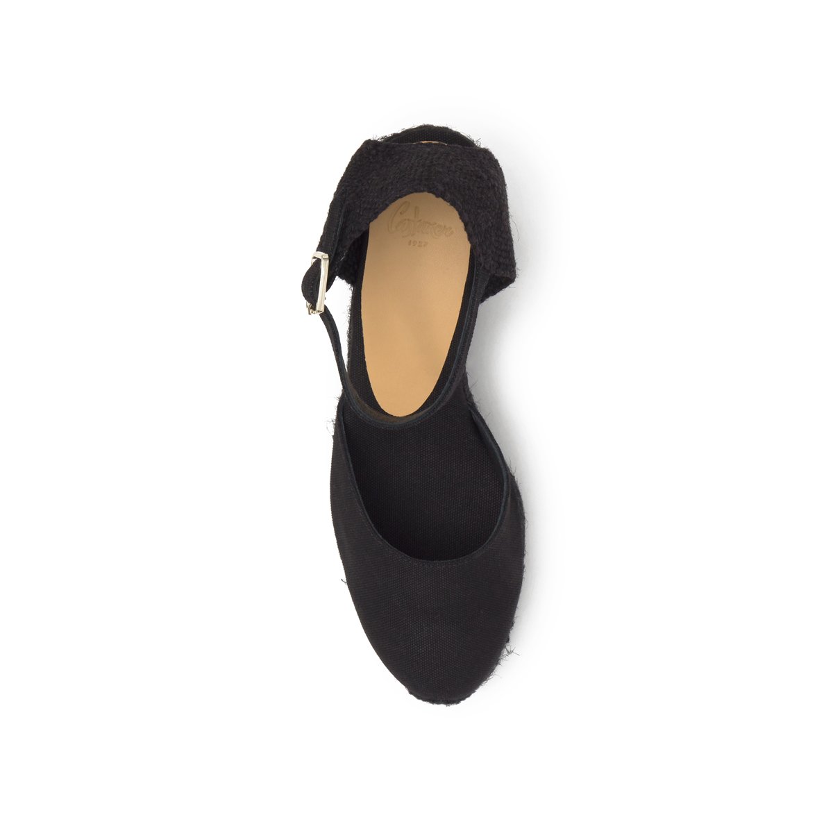 Espadrilles compensées à bride cheville et talon tressé CAROL PLATFORM noir foncé, CASTANER