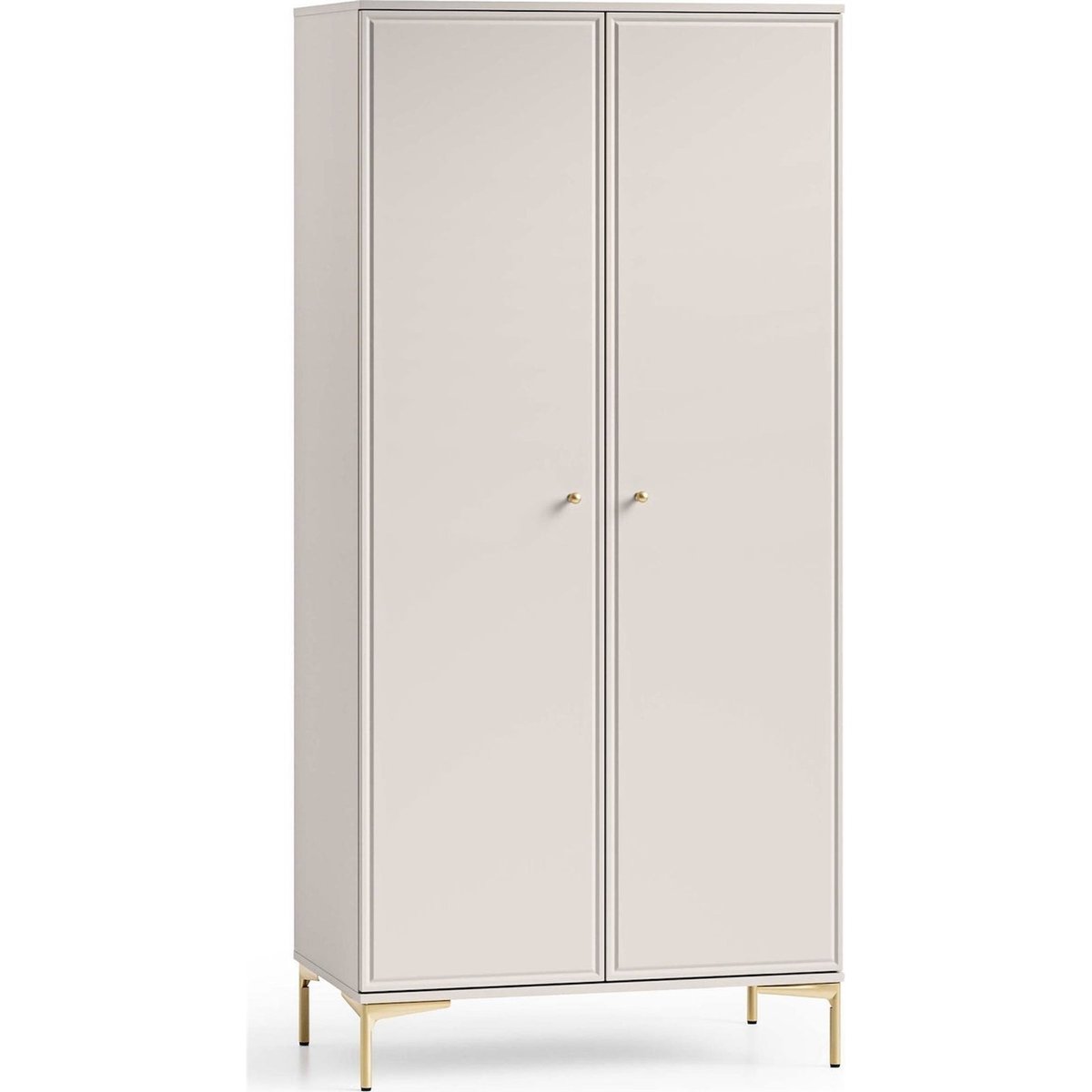 Armoire 2 portes bois collection SANDRO beige cachemire et doré, RECOLLECTION