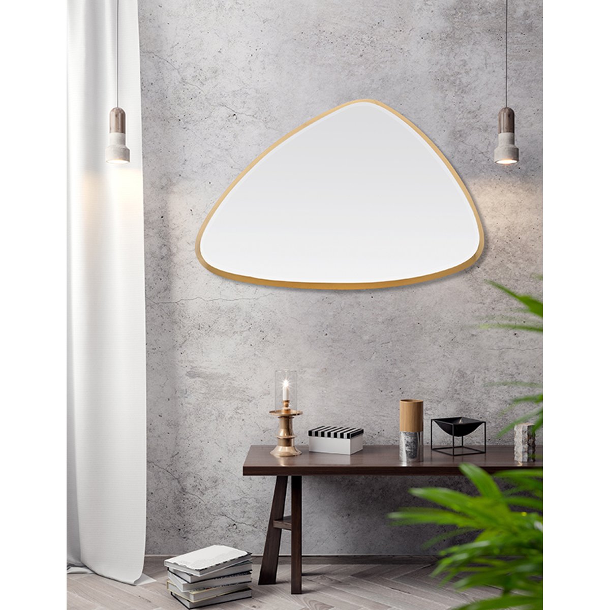 Miroir biseauté triangle 62x42x4cm or, EMDE