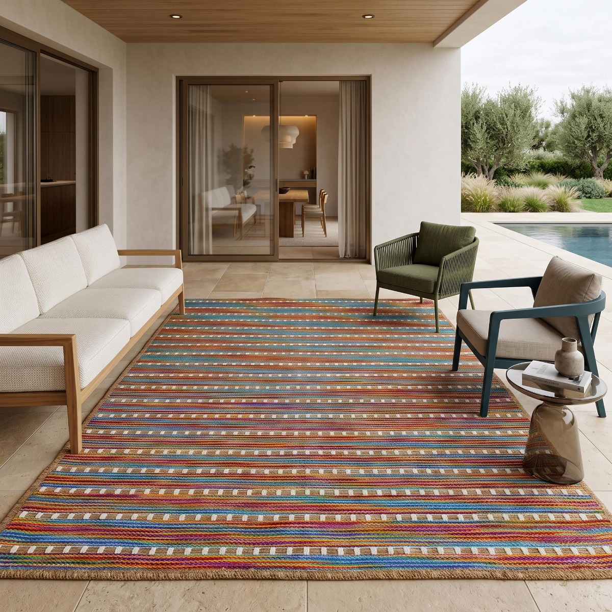 Tapis salon aspect jute salon JUTA LOOK beige multicolore, THE DECO FACTORY