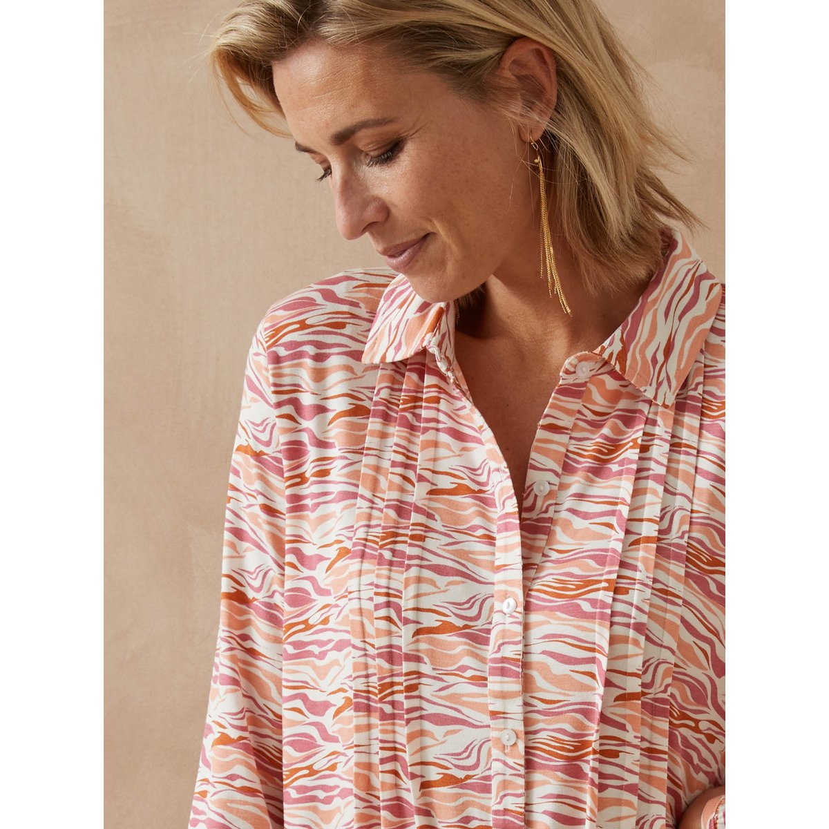 Chemisier tunique en maille imprimé rose, DAXON