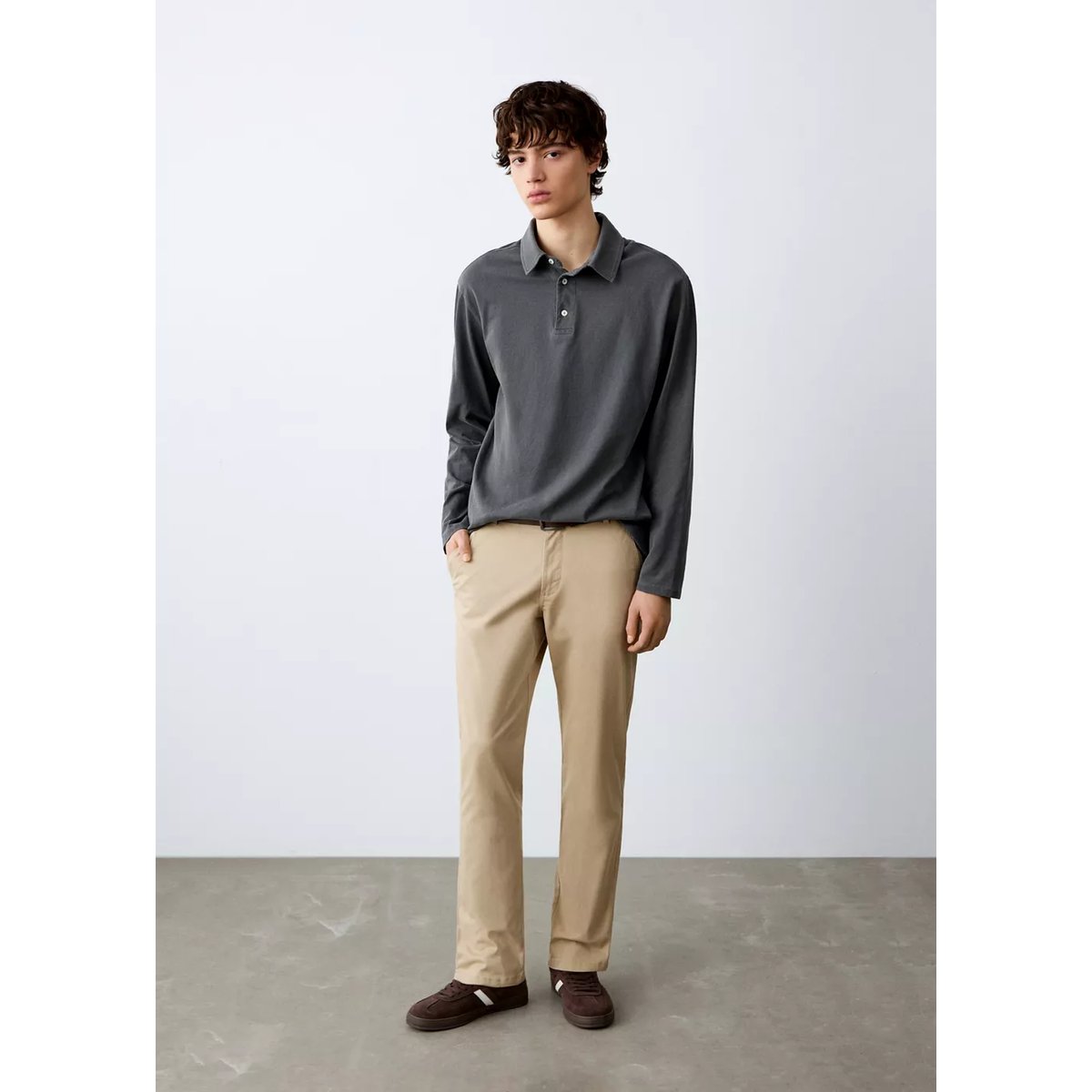 Pantalon chino uni beige, MANGO TEEN