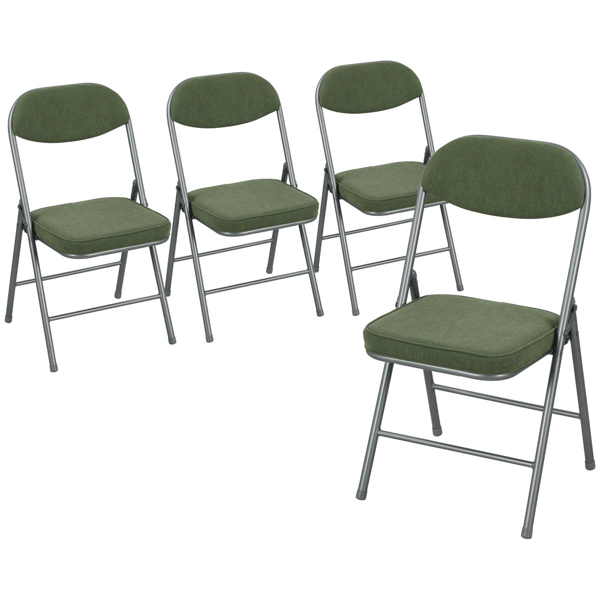 Chaise pliante Velours côtelé (100 % vert, HOMCOM