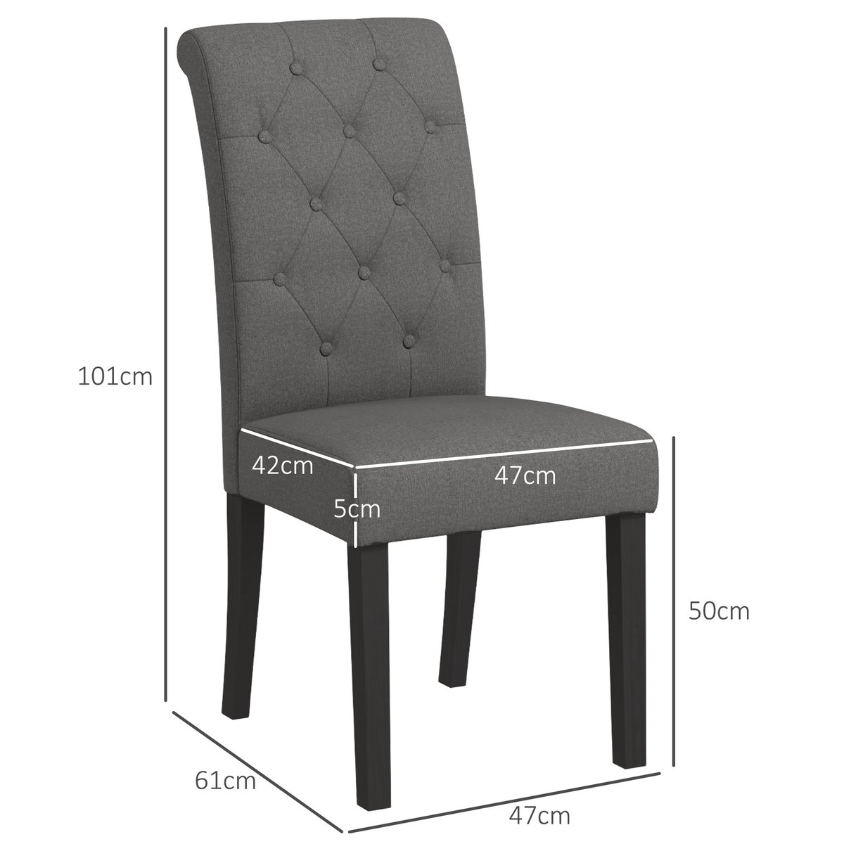 Chaise de salle à manger Lin Noir gris foncé, HOMCOM