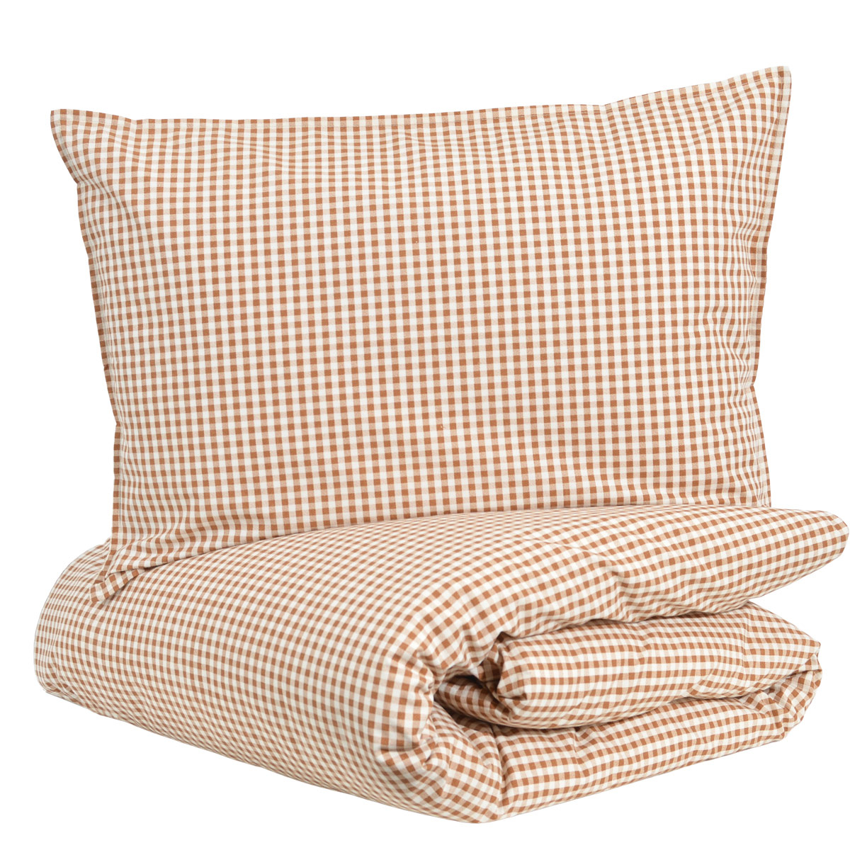 Parure de couette bébé coton bio vichy POM POUCE caramel, LITTLE CREVETTE
