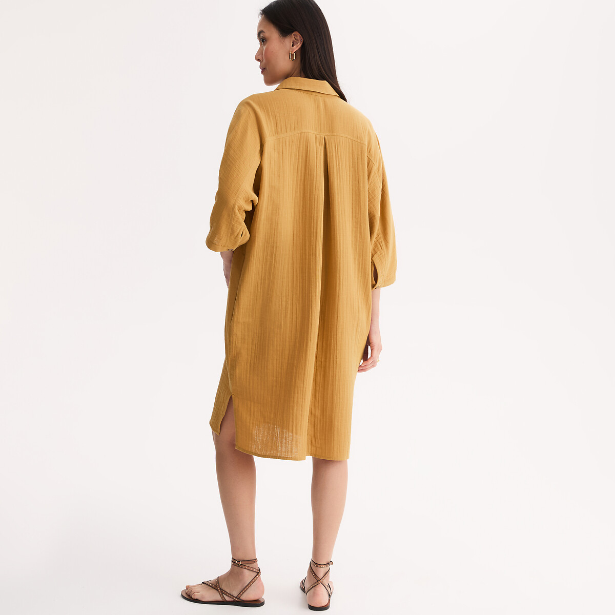Cotton Knee-Length Dress bronze, ANNE WEYBURN