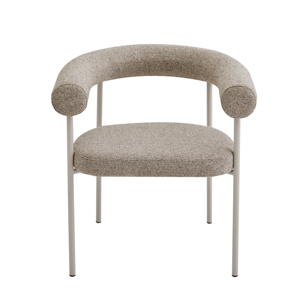 Lot de 2 fauteuils de table en tissu pieds beige- OLYMPE marron chiné, DRAWER