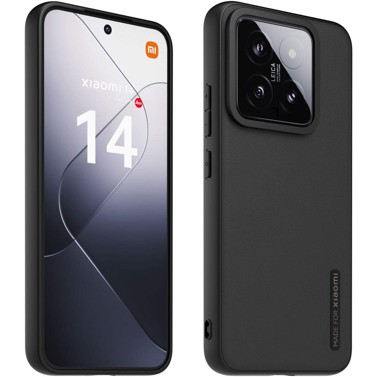Coque Xiaomi 14 premium Noir couleur unique, MADE FOR XIAOMI