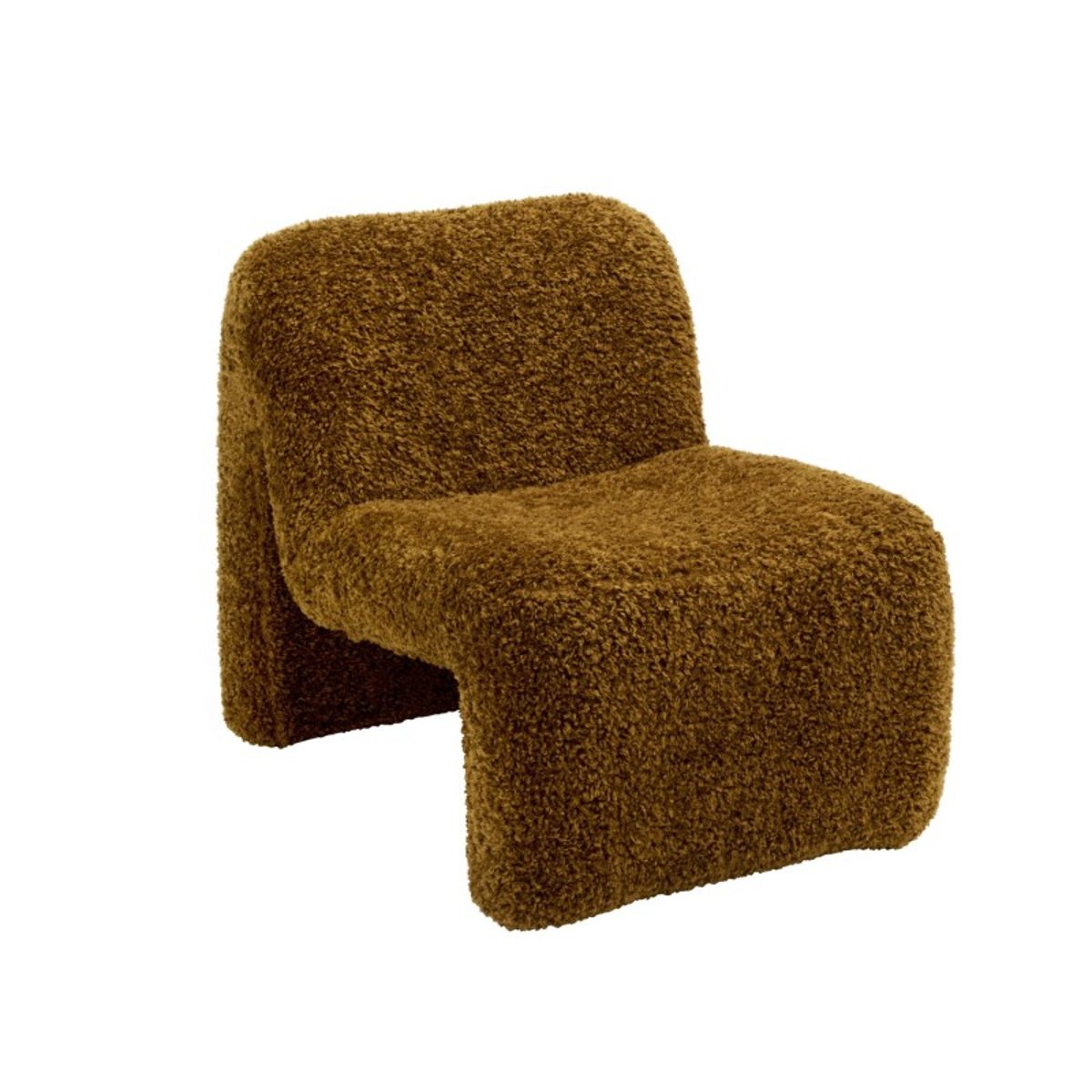 Fauteuil lounge imitation fourrure jaune moutarde, MADAM STOLTZ