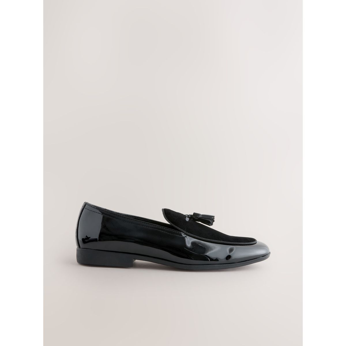 Mocassins en velours et vernis noir, NEXT