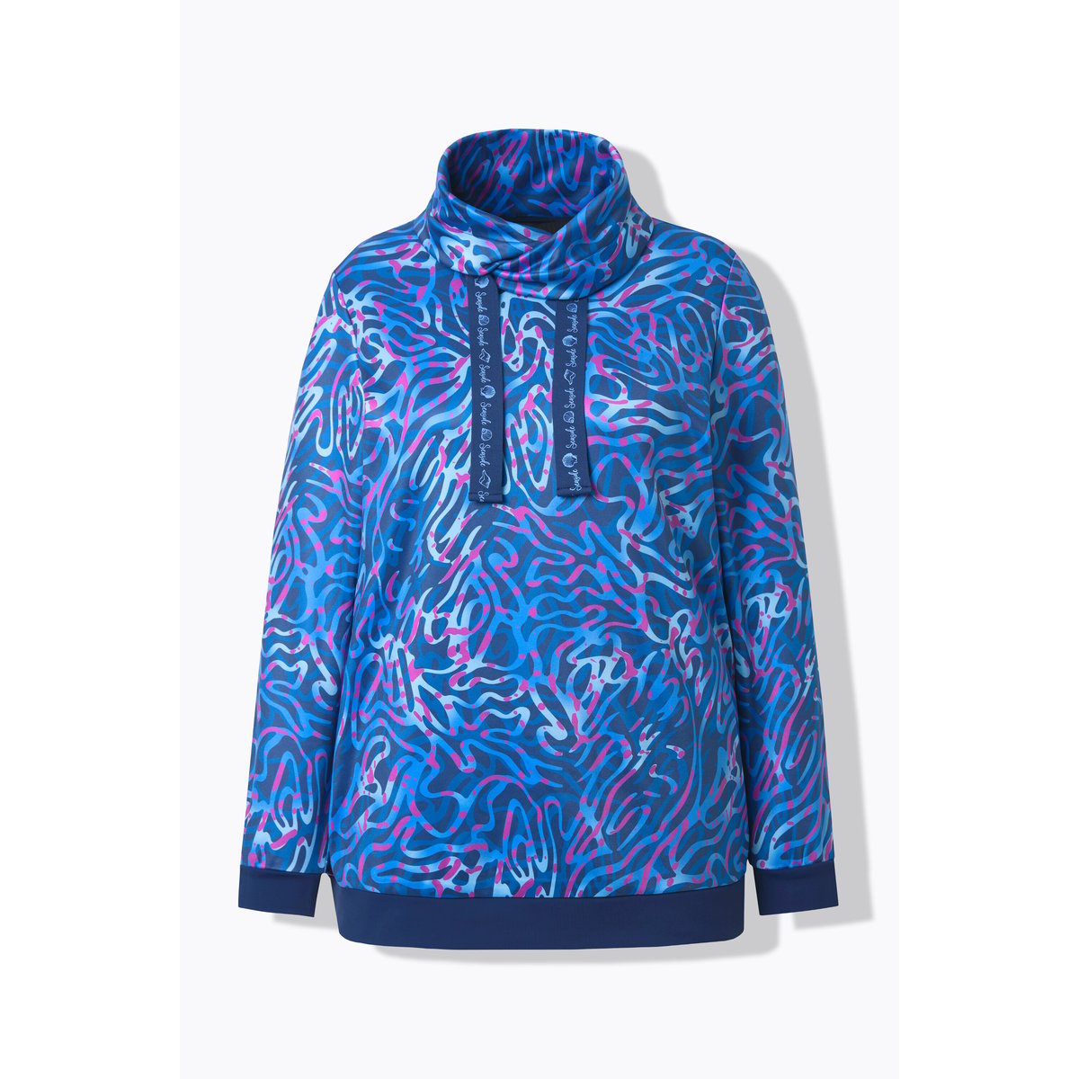 Sweat-shirt manches longues et col montant bleu foncé, ULLA POPKEN