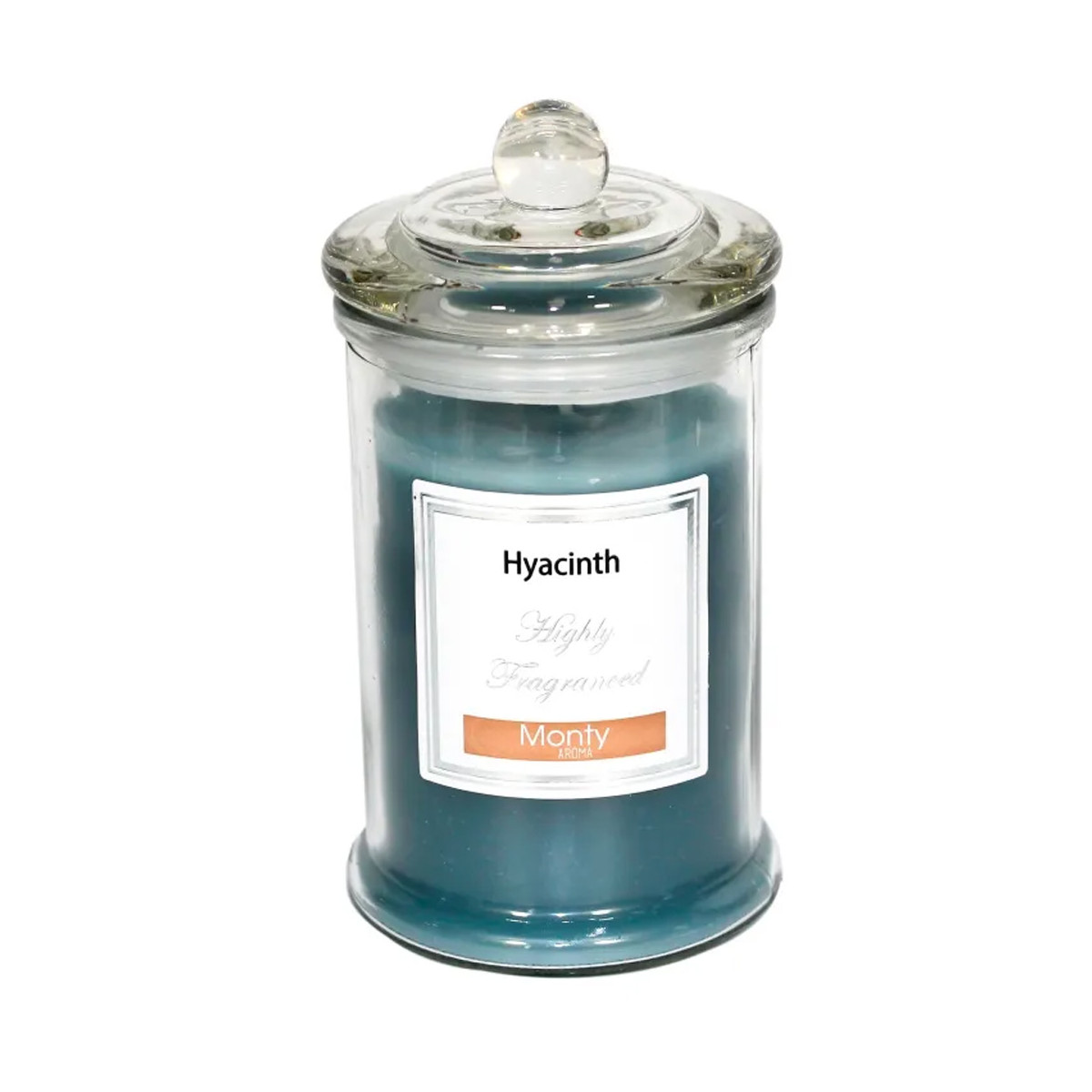 Bougie parfumée dans pot en verre Jacinthe - 7.5x14cm bleu, WADIGA