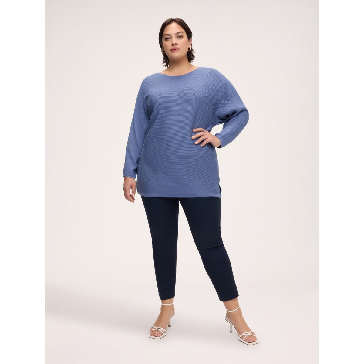 Pull à côtes horizontales bleu, FIORELLA RUBINO