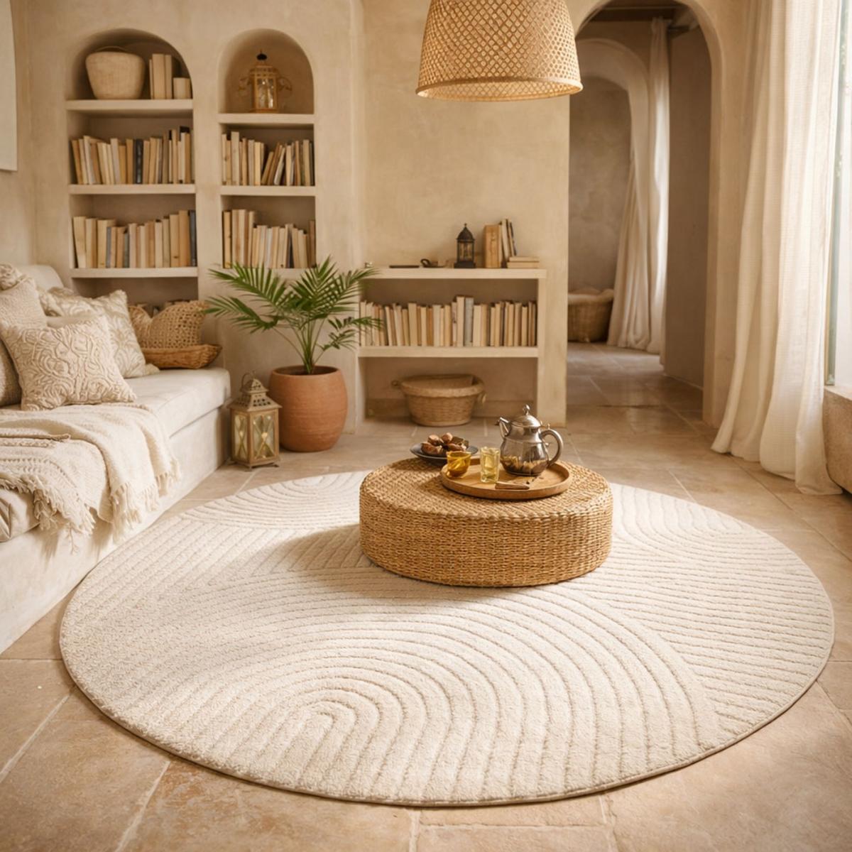 Tapis salon et chambre tissé motif simple LYN9 CERNAN écru, UN AMOUR DE TAPIS