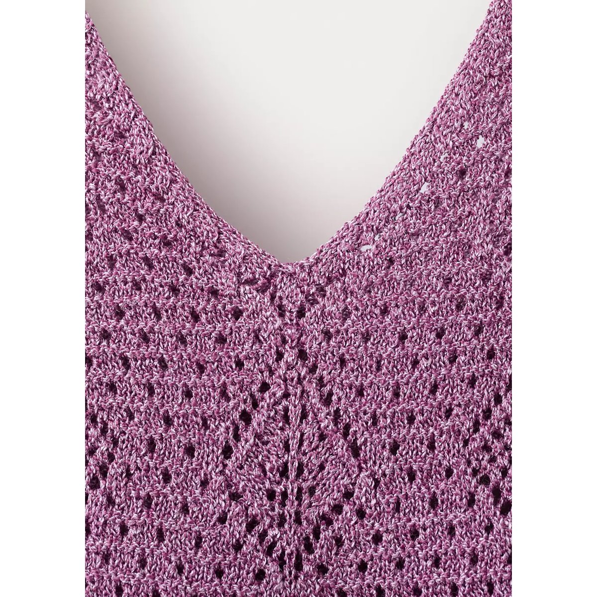 Top en crochet fil textile à volant festonné pourpre, MANGO
