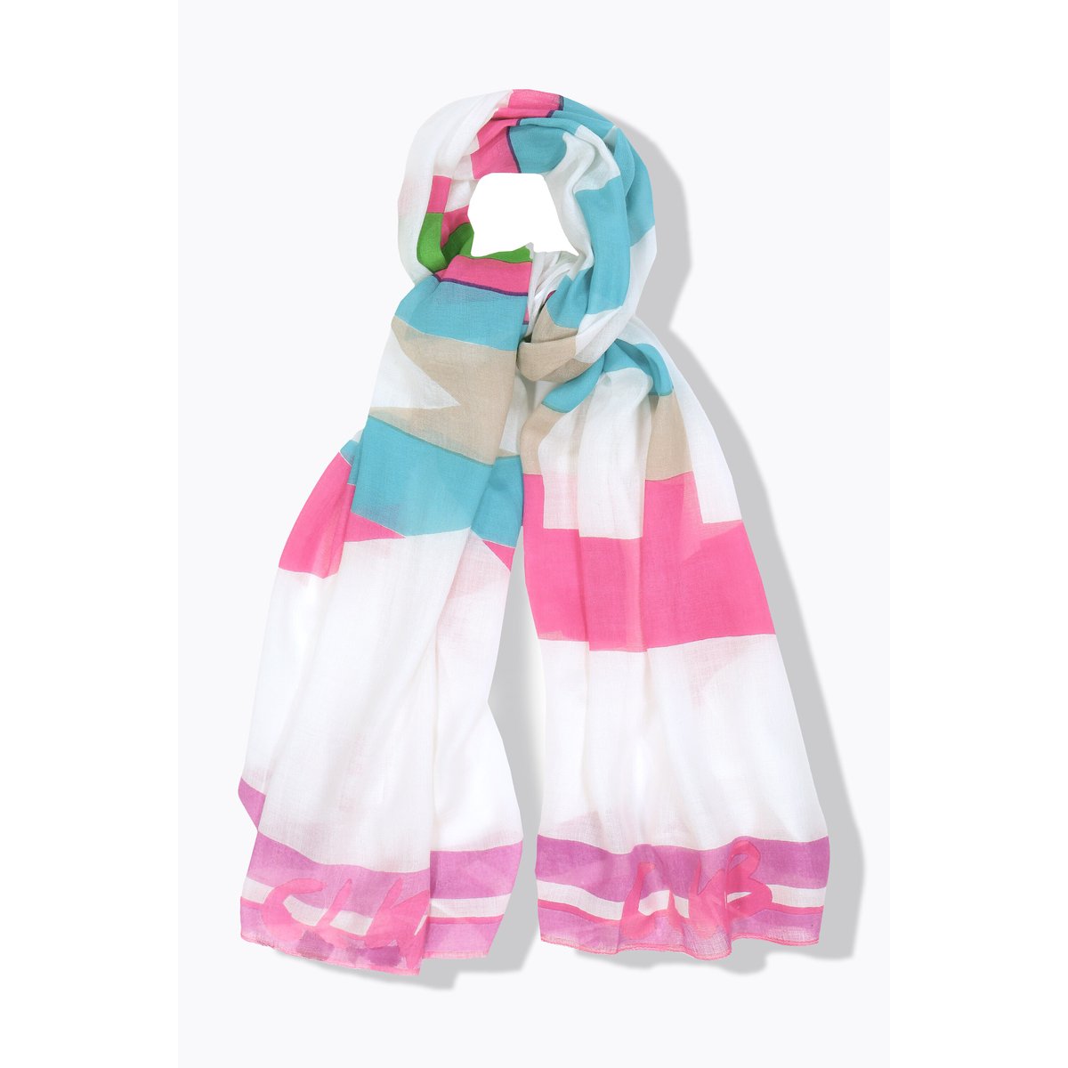 Foulard à grand imprimé Pink. Petits blanc neige, ULLA POPKEN