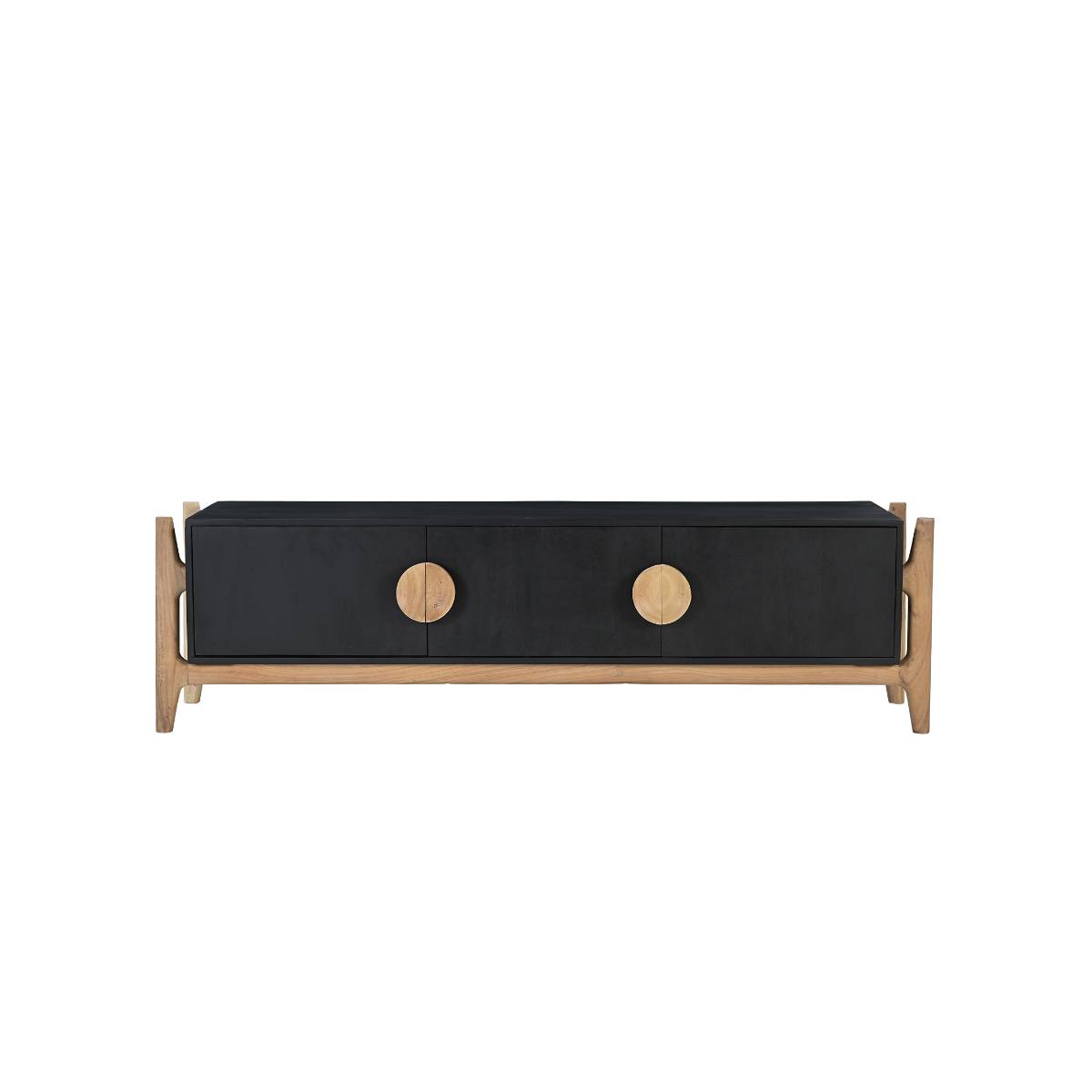 Meuble TV en bois de manguier et  en acacia IMANI noir, MADE IN MEUBLES 