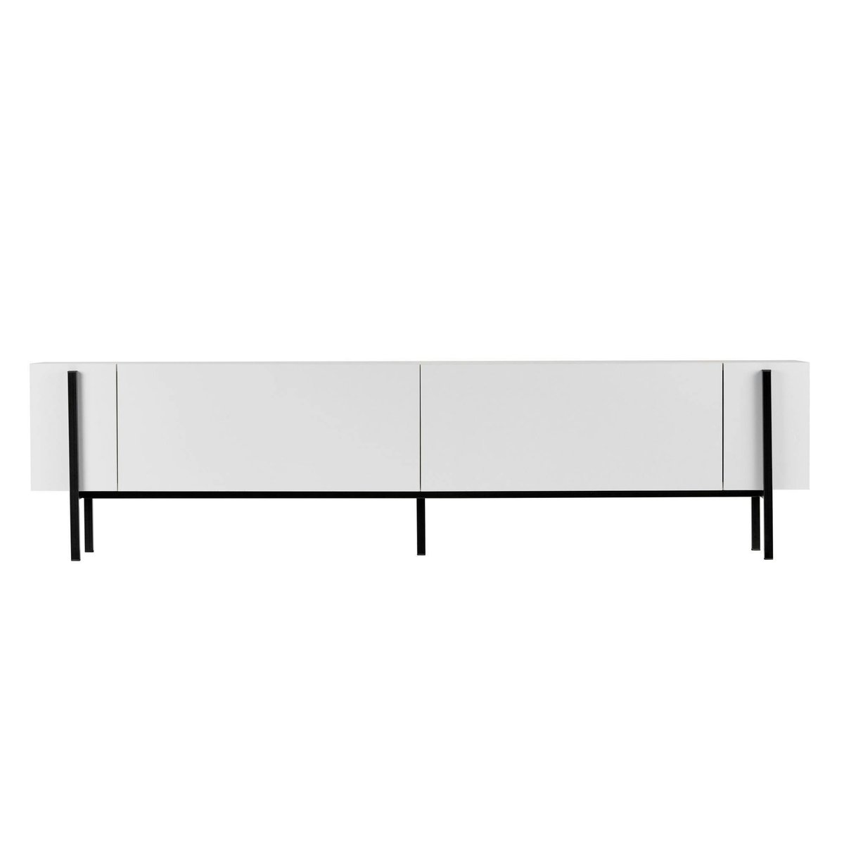 Meuble TV 2 portes 180 cm MARFA blanc - noir, PIER IMPORT