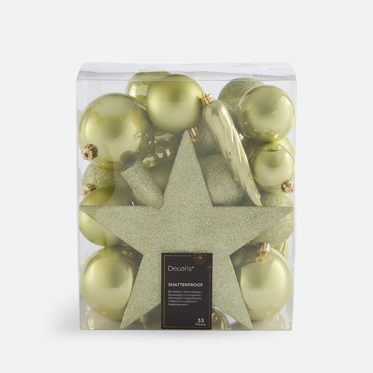 Coffret de 33 boules de Noël, CASPAR vert absinthe, LA REDOUTE INTERIEURS