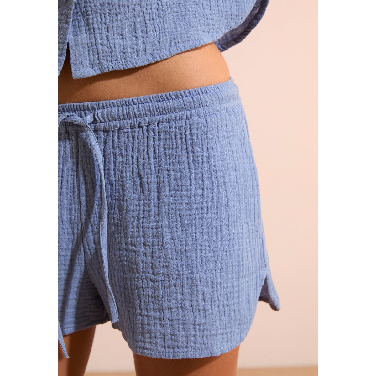 Short de pyjama en gaze de coton SOLEIA bleu, ETAM