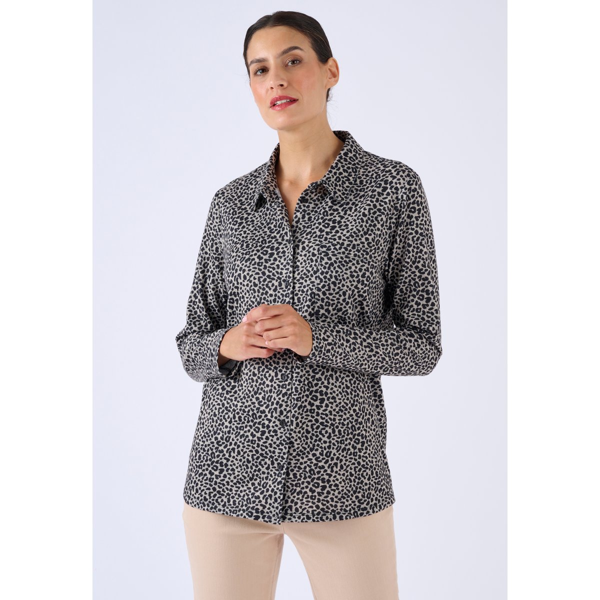 Chemisier en maille Thermolactyl noir animalier, DAMART