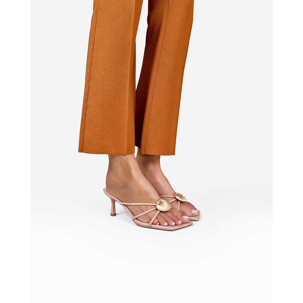 Mules à bout carré et accessoires interchangeables THIRA beige, MI MAI