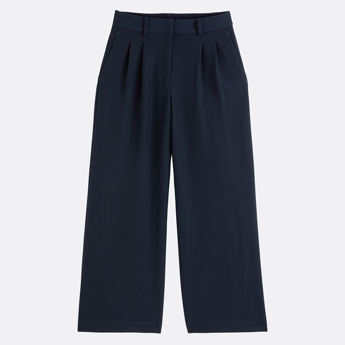 Pantalon raccourci, large à pinces bleu marine, LA REDOUTE COLLECTIONS