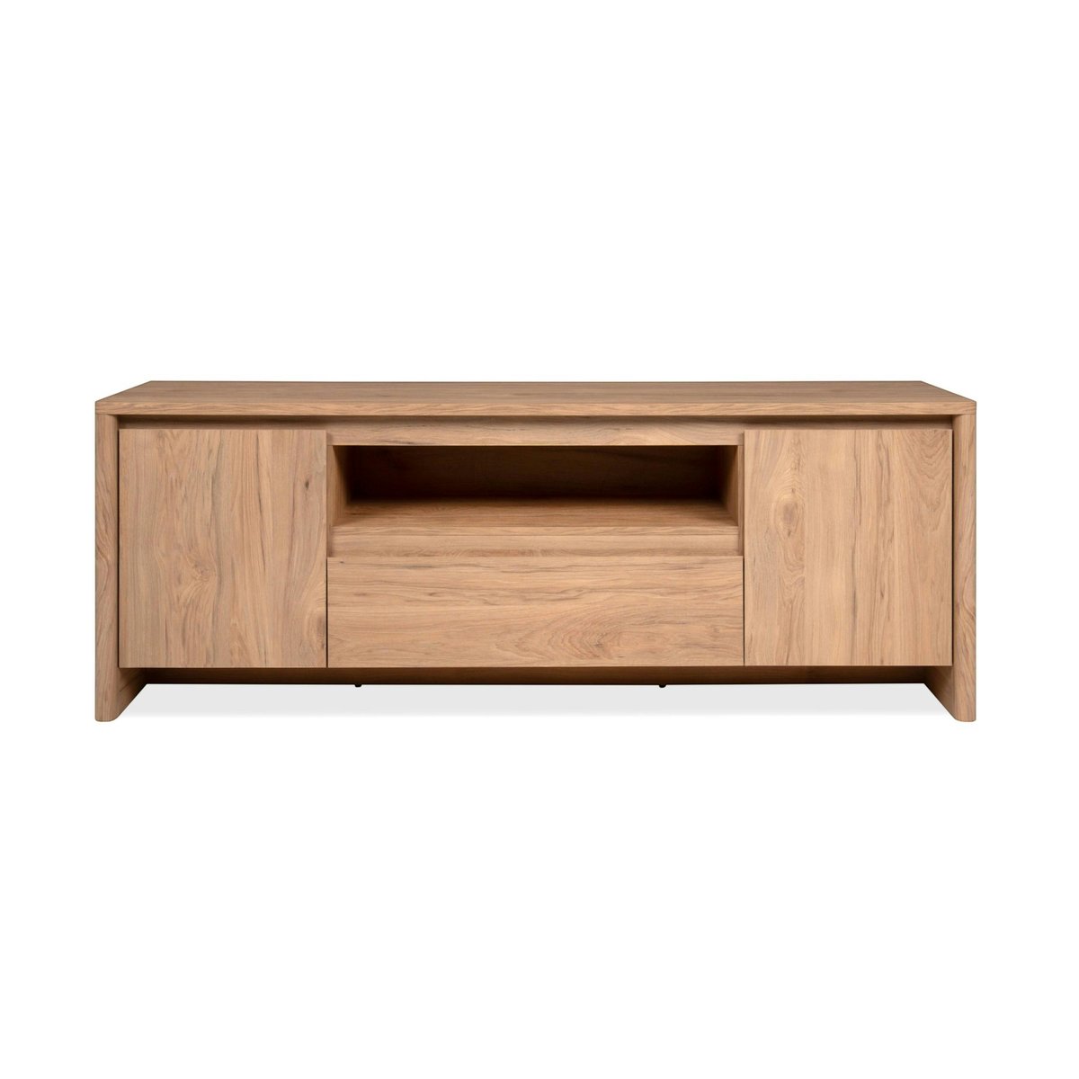 Meuble TV effet bois 2 portes 1 tiroir ALVA bois naturel, PIER IMPORT