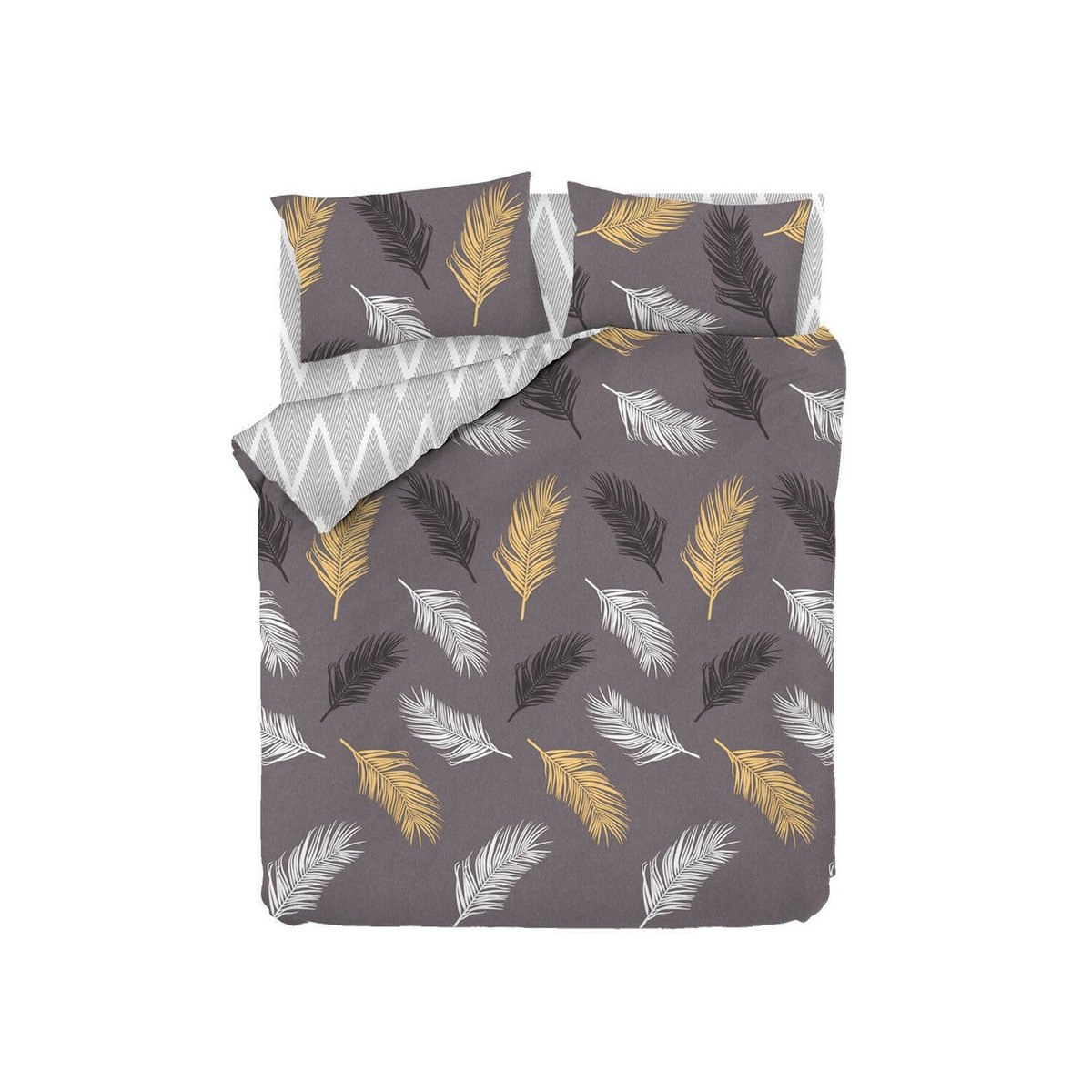 Parure housse de couette polycoton motif plumes, OLIvia multicolore, C DESIGN HOME TEXTILE