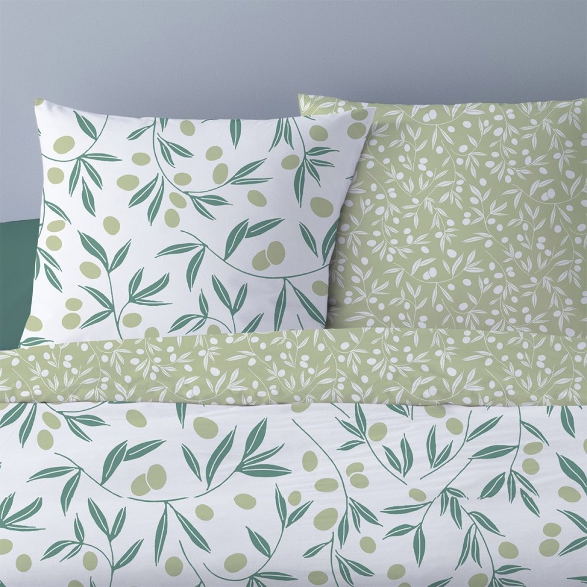 Housse De Couette 240x220 Misaki Vert + 2 Taies vert, DECORATIE