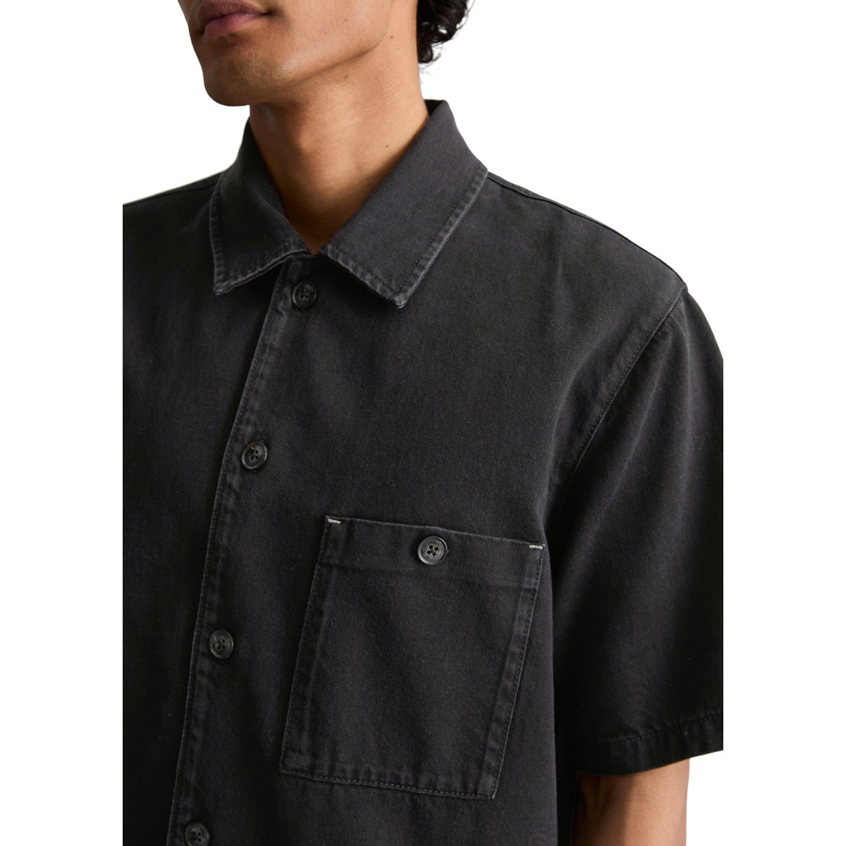 Chemise en jean regular en coton bio et lyocell noir, MARC O’POLO DENIM