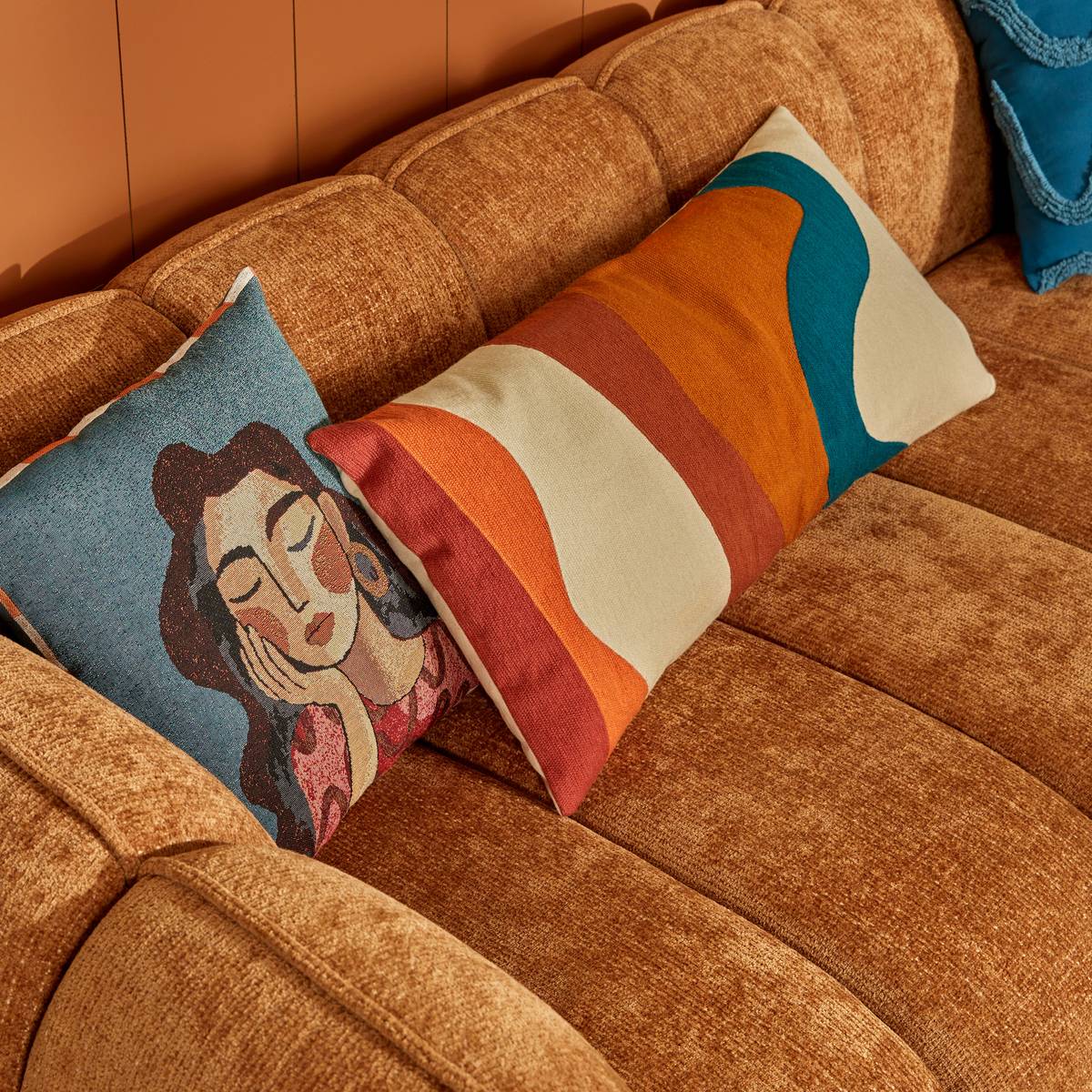 Coussin carré HOMY bleu, ATMOSPHERA