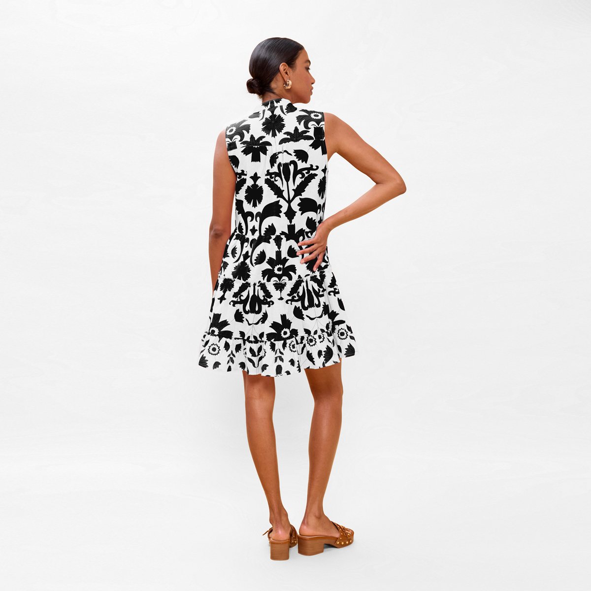 Robe courte sans manches à imprimé floral blanc, LOLA CASADEMUNT