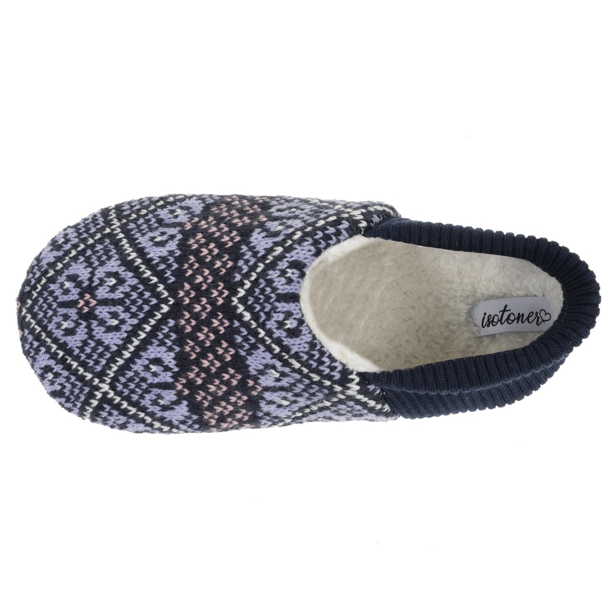 Chaussettes d'intérieur maille jacquard, picots antidérapants bleu, ISOTONER