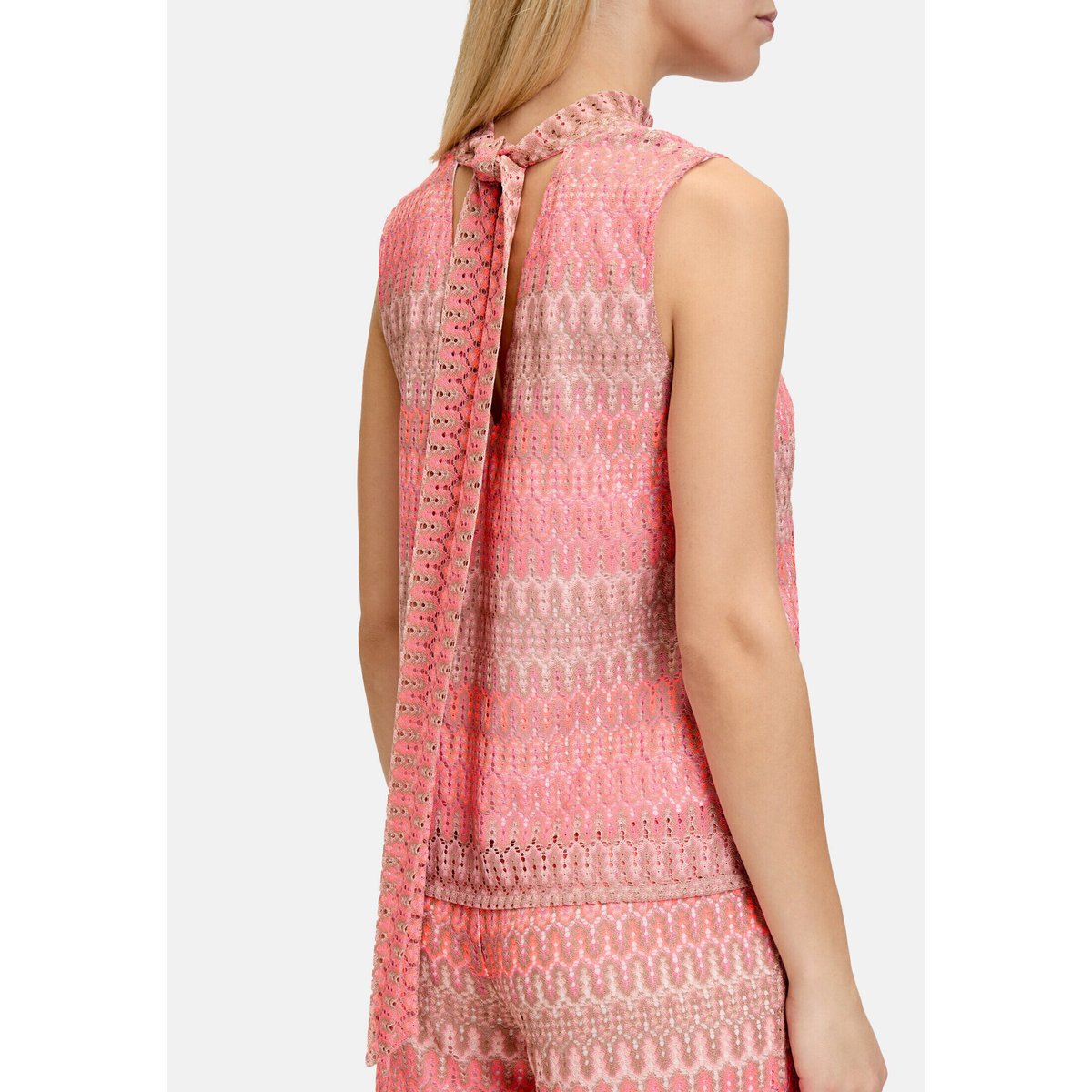 Haut façon blouse sans manches rose/taupe, CARTOON
