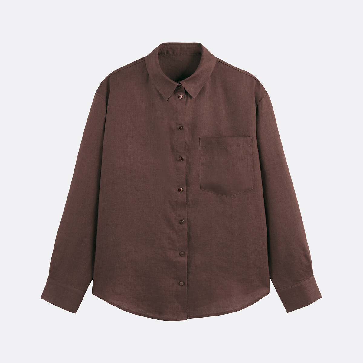Chemise ample en lin, Signature MARLENE marron, LA REDOUTE COLLECTIONS