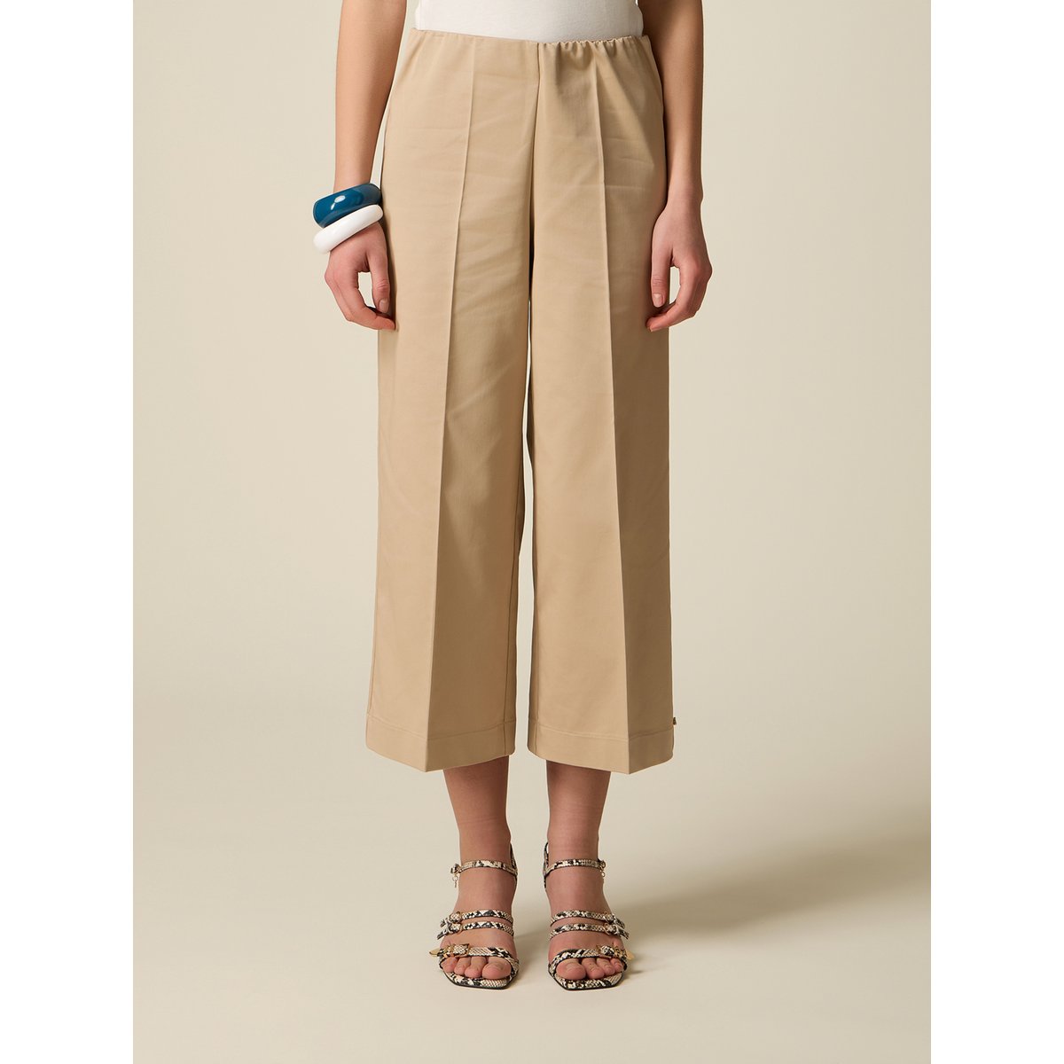 Pantalon cropped beige, OLTRE