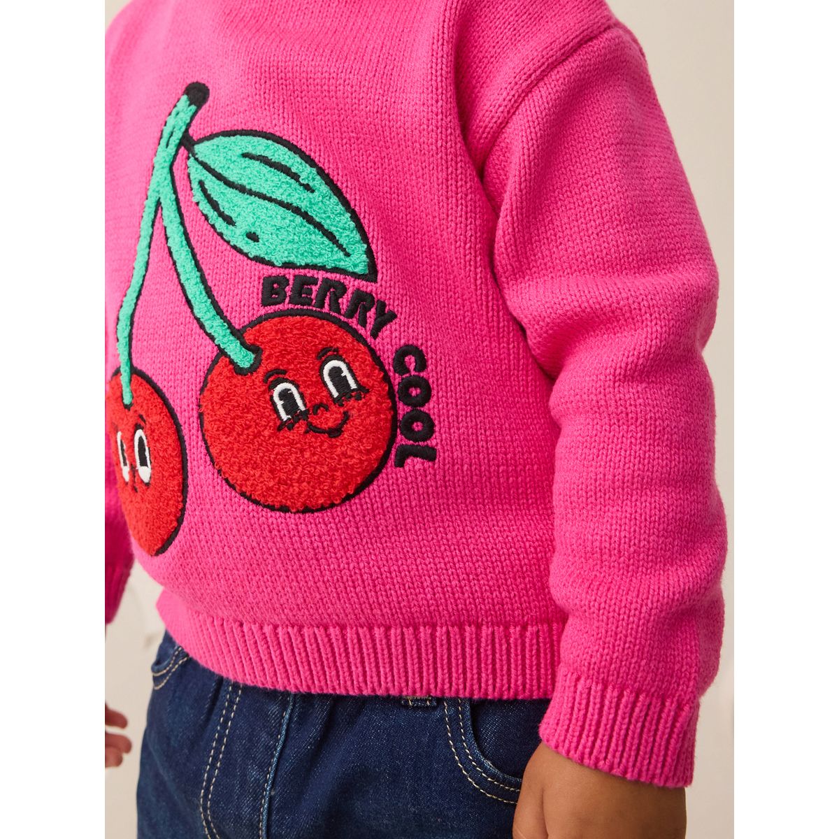 Pull en maille avec cerise brodée rose, NEXT
