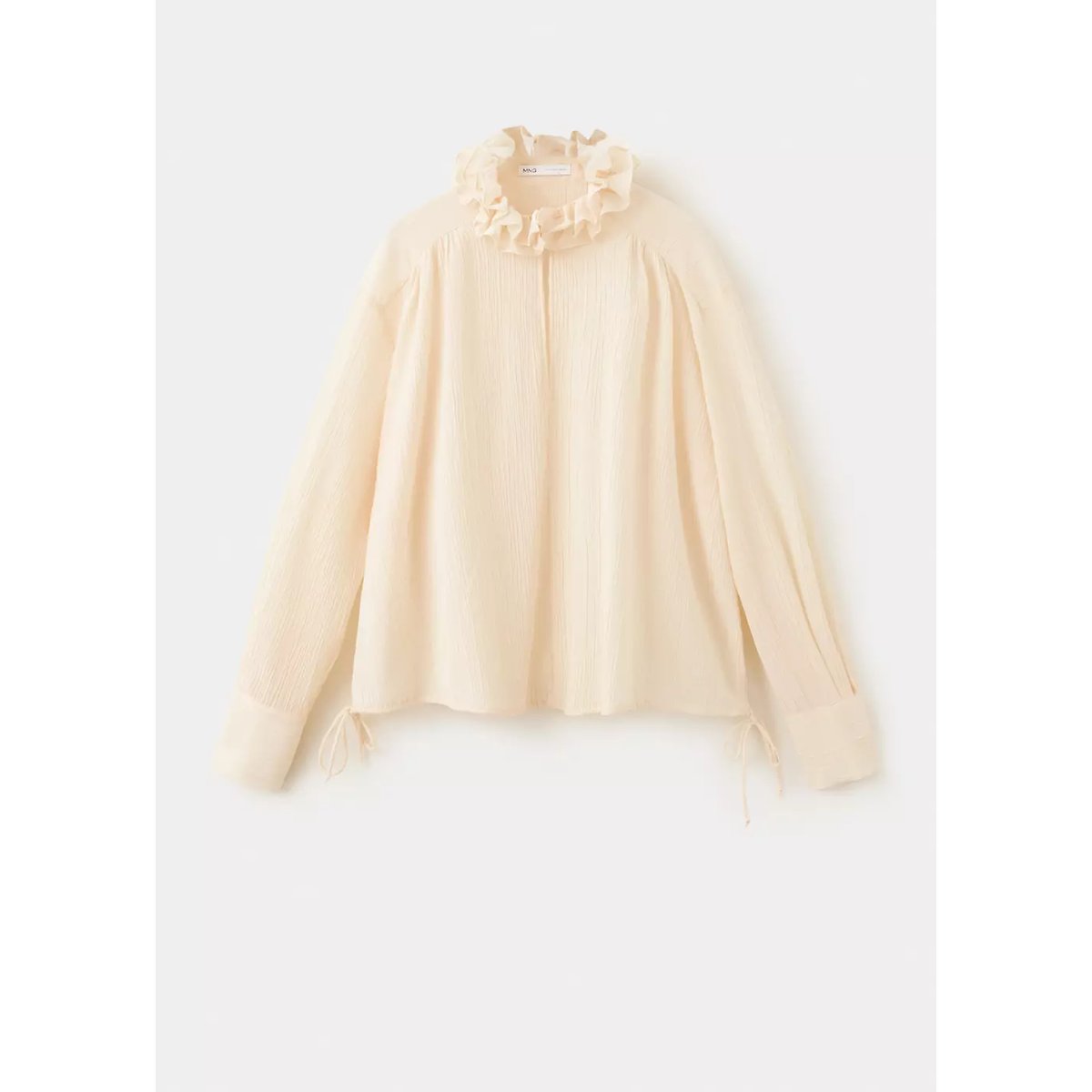 Blouse fluide volantée écru, MANGO