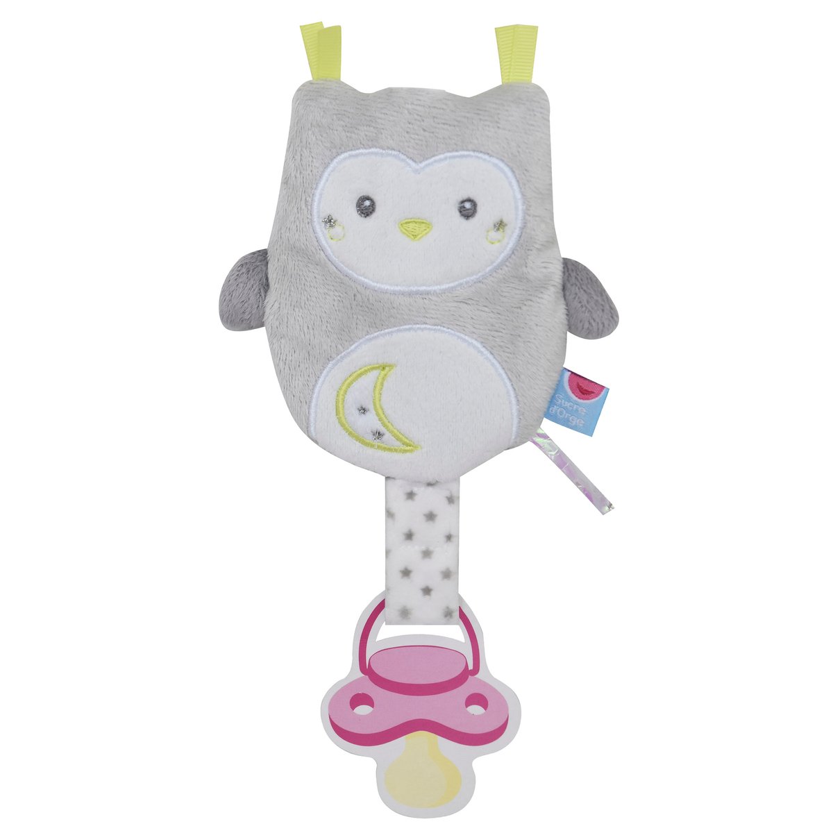 Porte sucette chouette luminescent gris, SUCRE D'ORGE