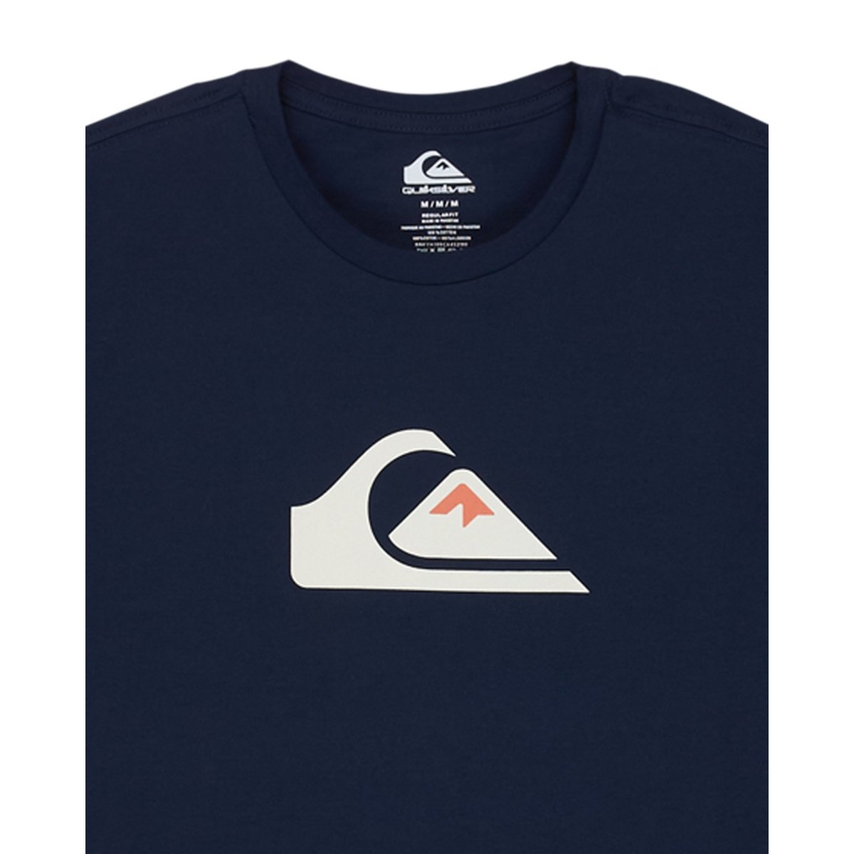 T-shirt à manches courtes col rond logo bleu marine, QUIKSILVER