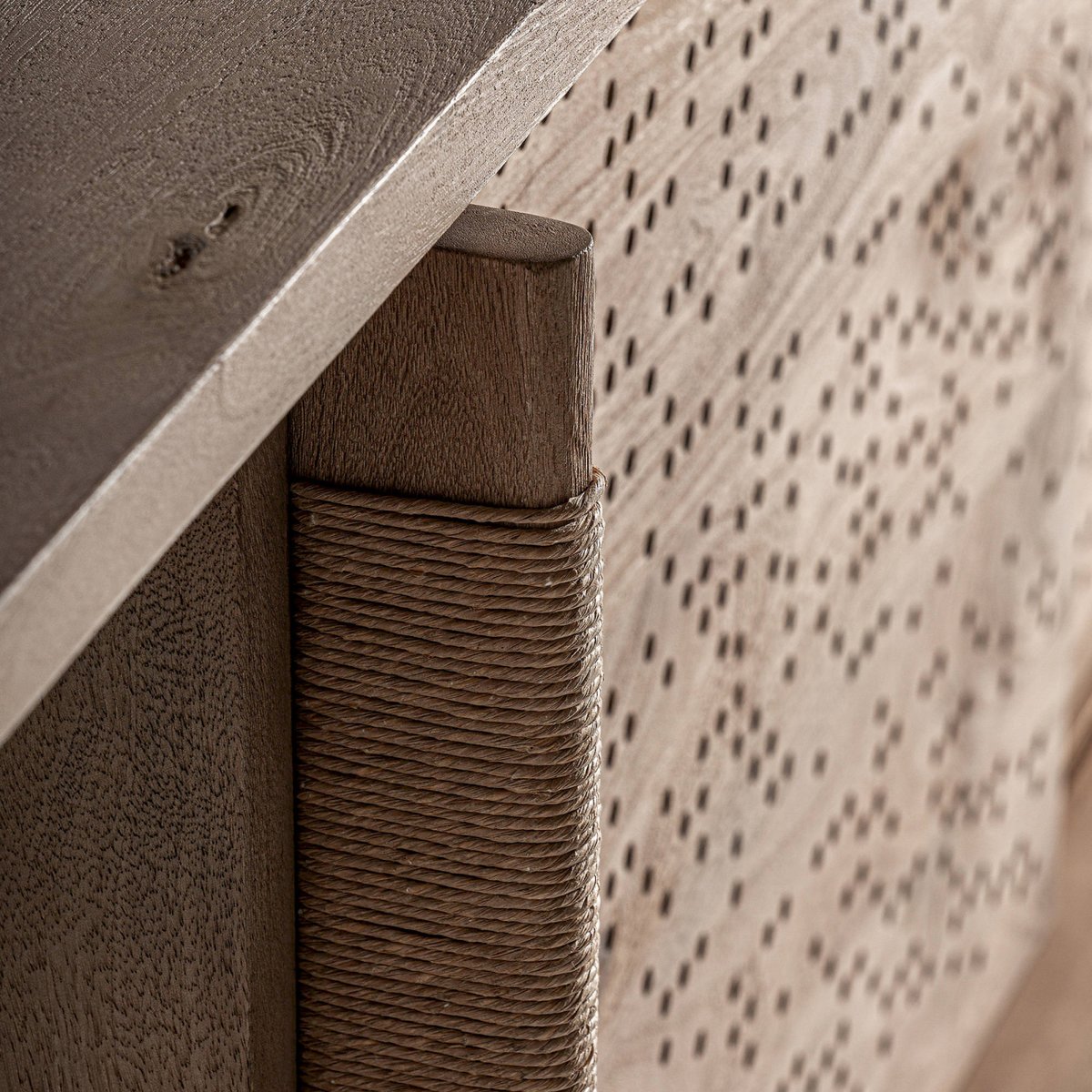 Buffet ajouré en bois de manguier jacquard brun clair, RECOLLECTION
