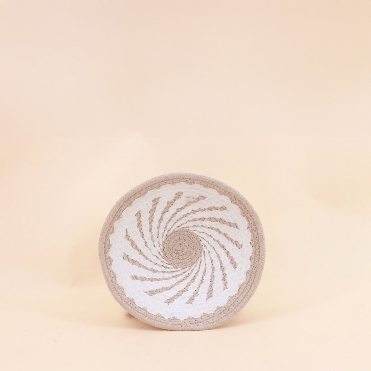Corbeille murale ronde en corde imprimée 20cm beige, ORNAMI