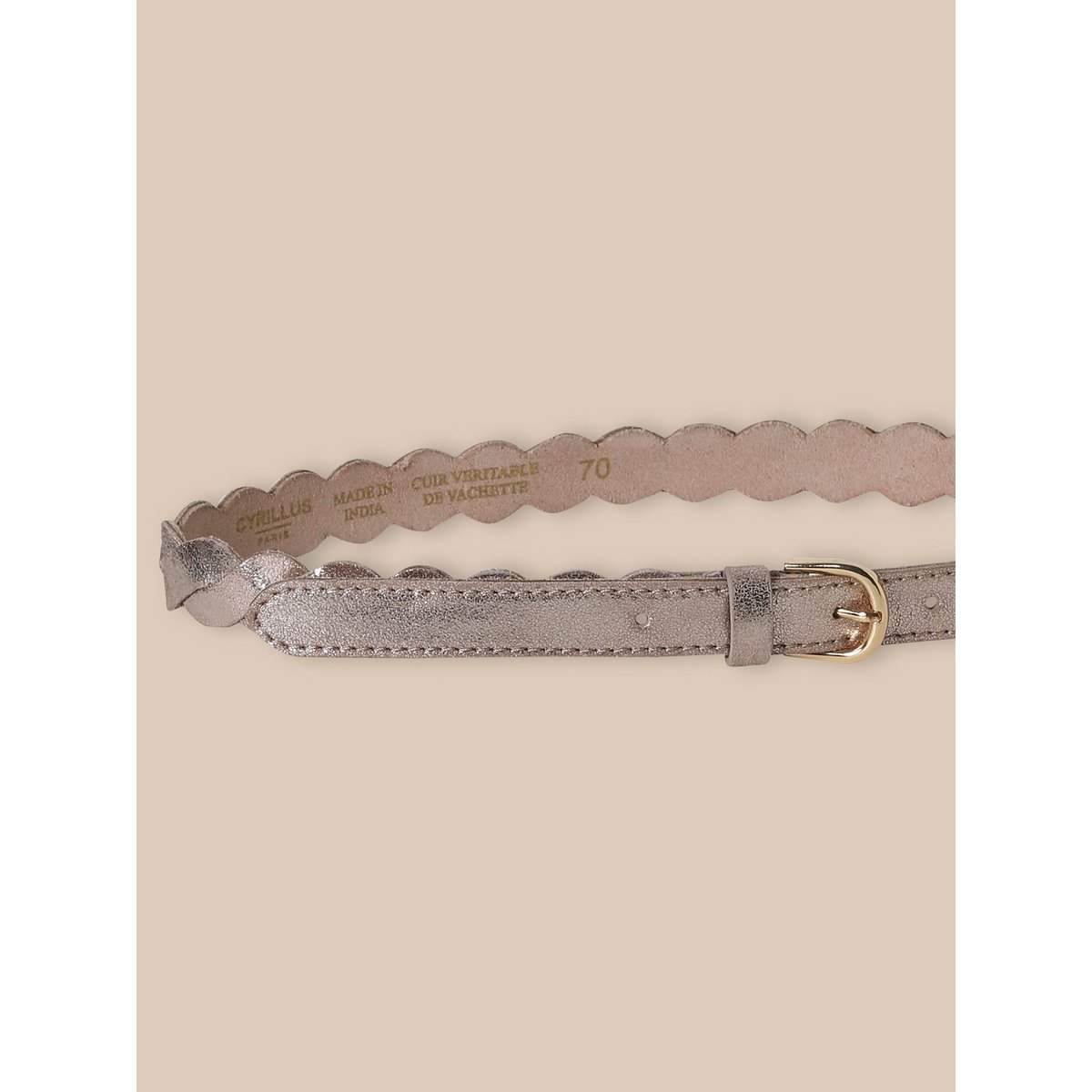 Ceinture en cuir tressé et irisé dore, CYRILLUS