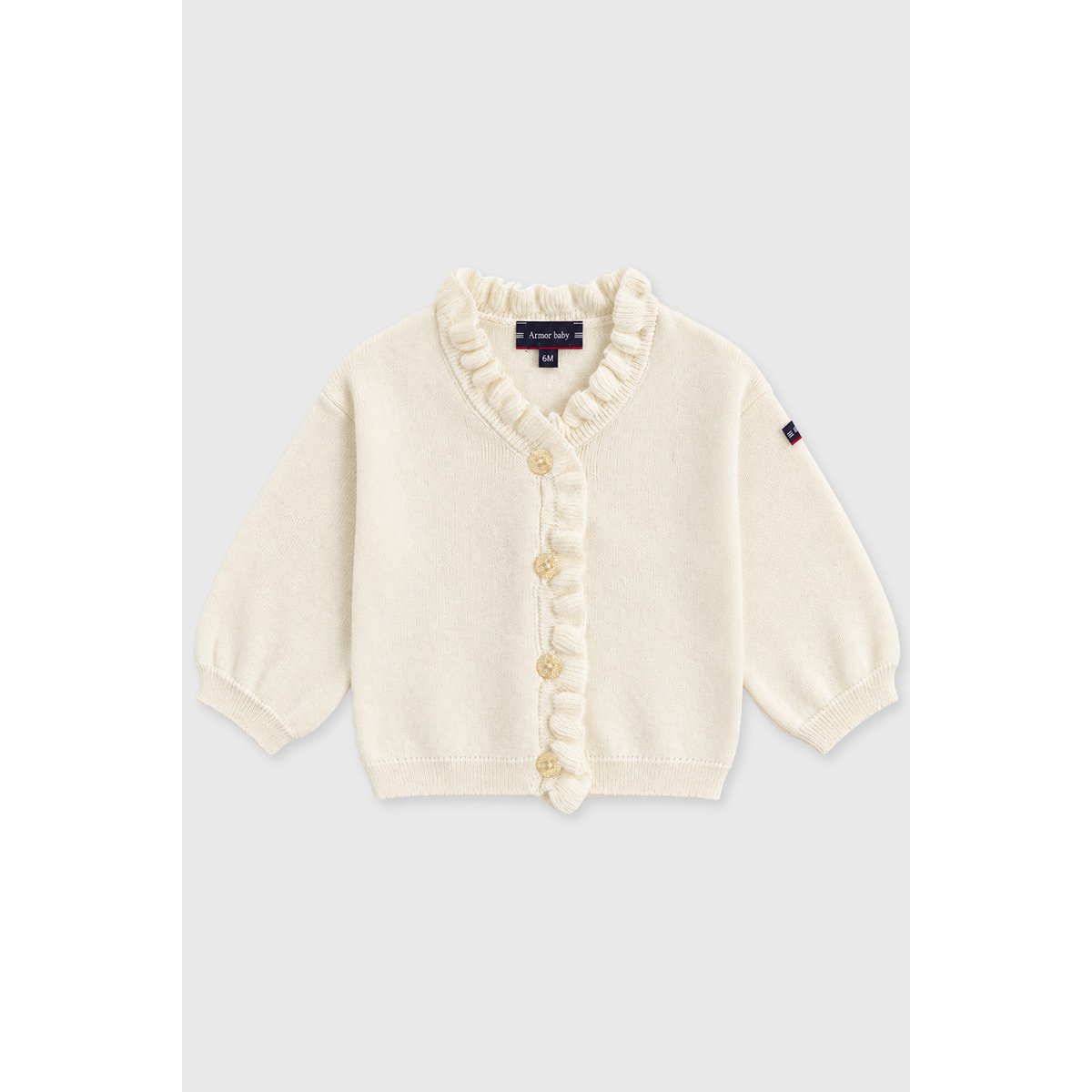 Gilet boutonné Baby - coton et laine nature, ARMOR-LUX