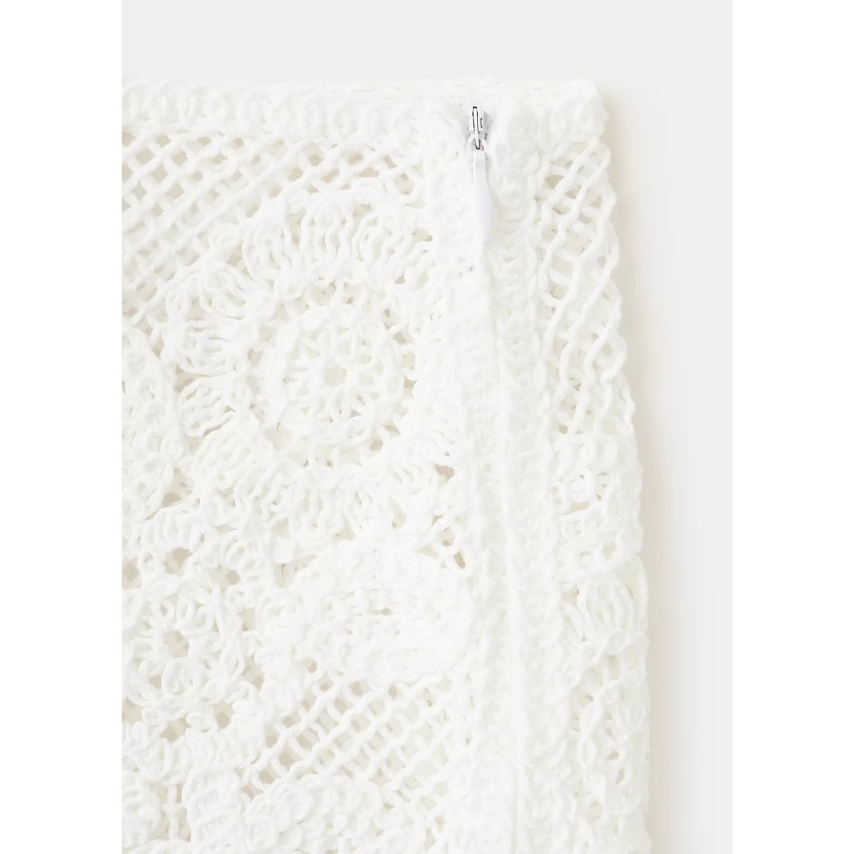 Jupe en crochet floral blanc, MANGO