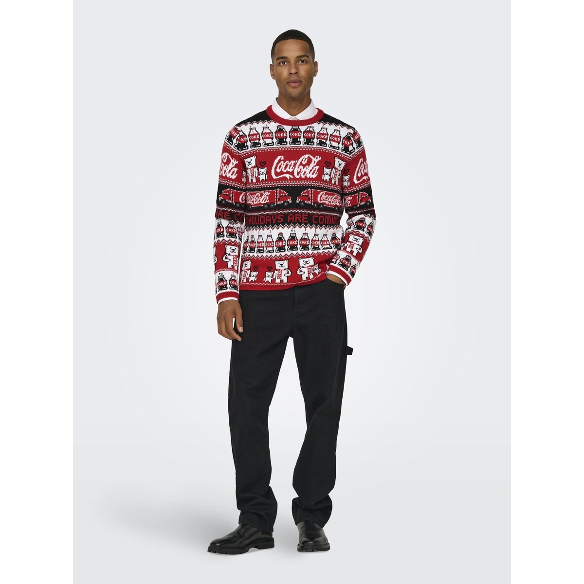 Pull En Maille rouge - pompeian red 1, ONLY & SONS