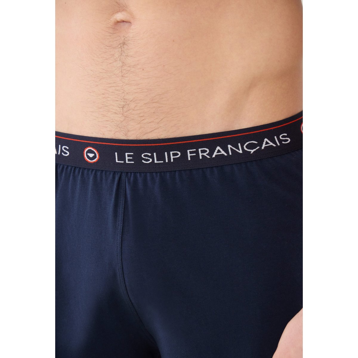 Bas de pyjama court bleu en coton Invincible marine brodé super papa, LE SLIP FRANCAIS