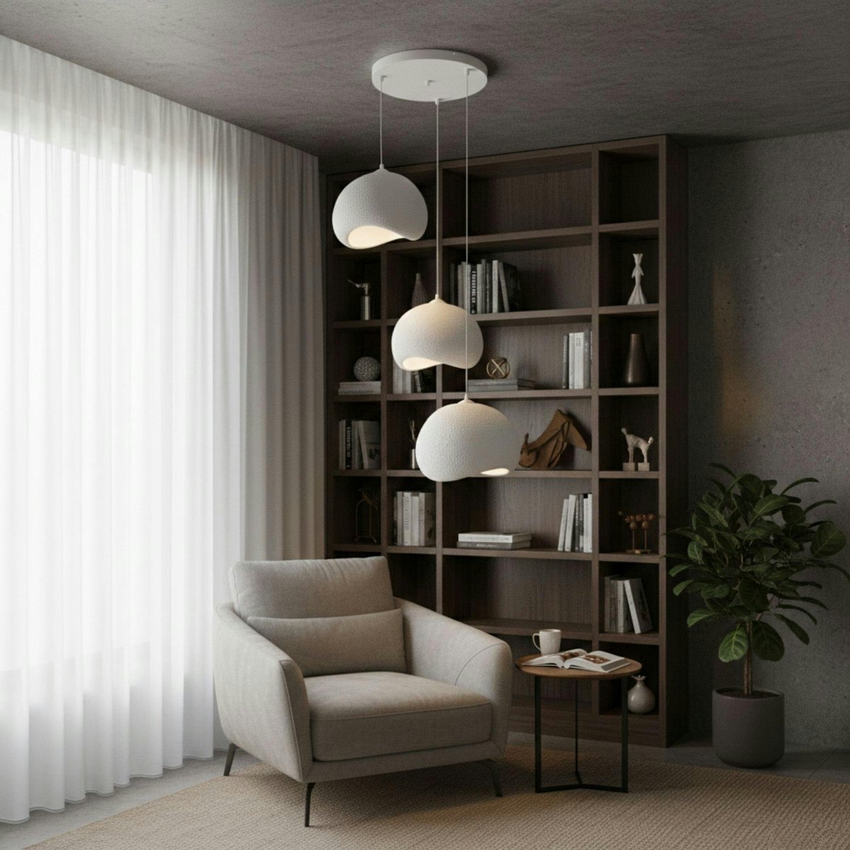 Suspension blanche étagée 3 lampes 55 cm NOXIS blanc, PIER IMPORT