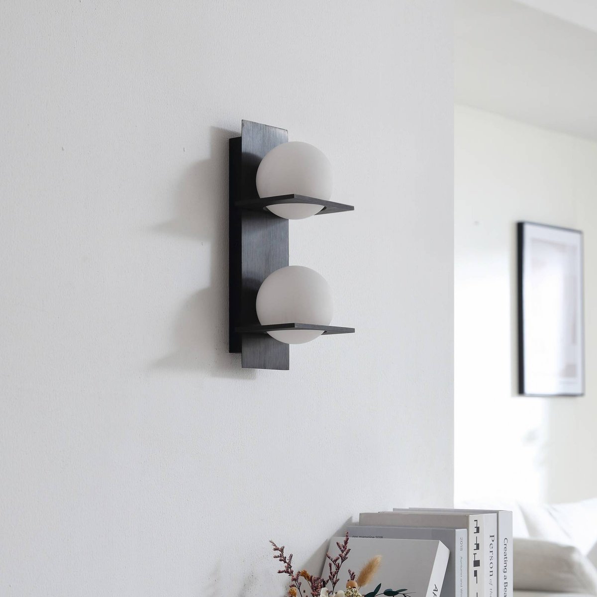 Applique en métal moderne, Kulka noir, blanc, LUCANDE